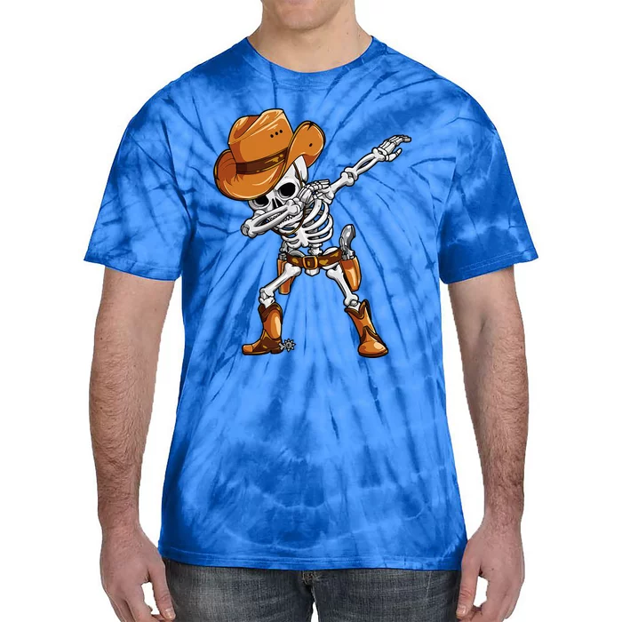 Dabbing Skeleton Cowboy Halloween Funny Dab Dance Tie-Dye T-Shirt