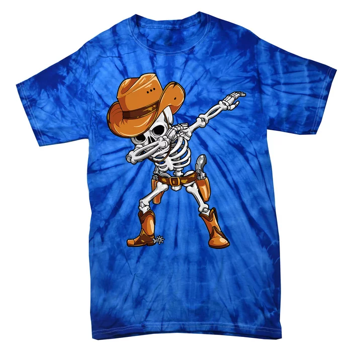 Dabbing Skeleton Cowboy Halloween Funny Dab Dance Tie-Dye T-Shirt