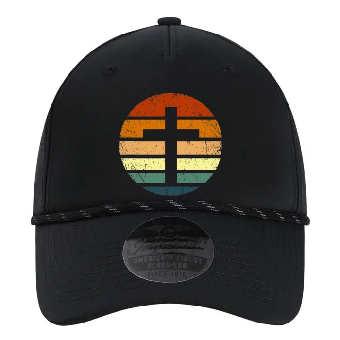 Distressed Sunset Cross Christian Design Performance The Dyno Cap