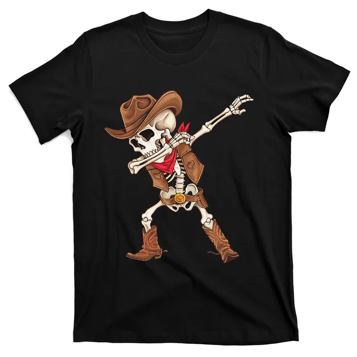 Dabbing Skeleton Cowboy Halloween Costume Gift T-Shirt