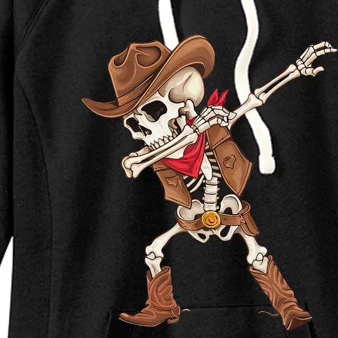 Dabbing Skeleton Cowboy Halloween Costume Gift Women's Fleece Hoodie