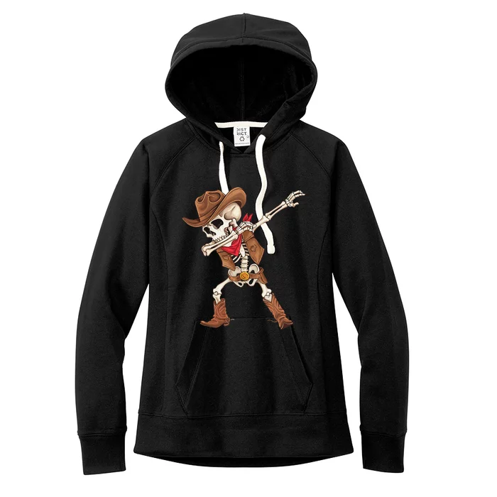 Dabbing Skeleton Cowboy Halloween Costume Gift Women's Fleece Hoodie