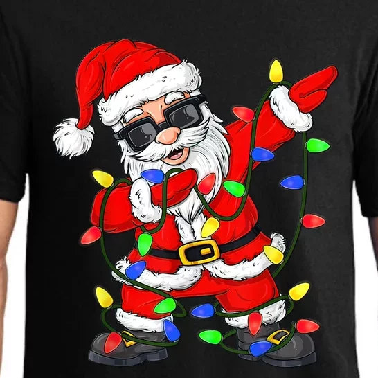 Dabbing Santa Claus Christmas Tree Lights Boys Dab Xmas Pajama Set