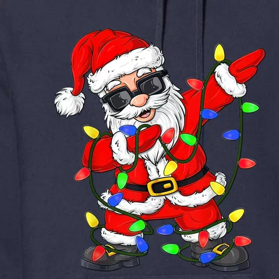 Dabbing Santa Claus Christmas Tree Lights Boys Dab Xmas Premium Hoodie