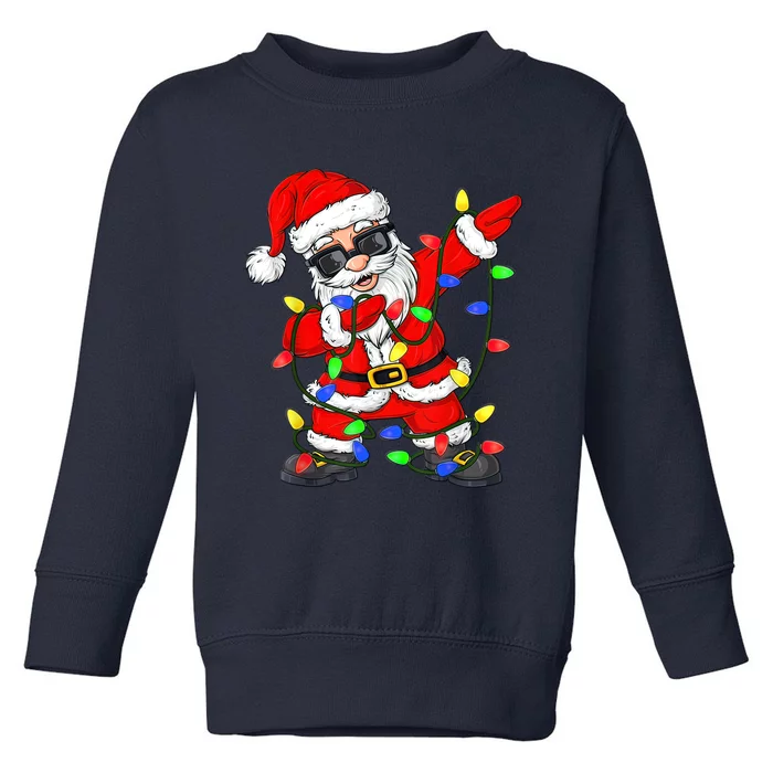 Dabbing Santa Claus Christmas Tree Lights Boys Dab Xmas Toddler Sweatshirt