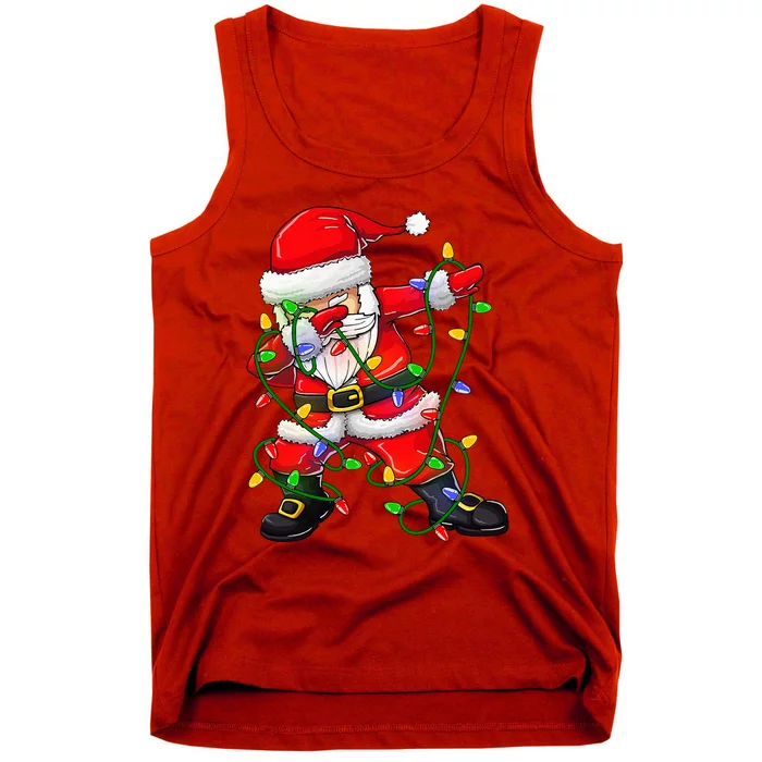 Dabbing Santa Christmas Tree Lights Tank Top