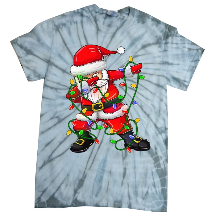 Dabbing Santa Christmas Tree Lights Tie-Dye T-Shirt