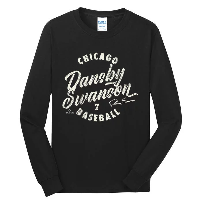 Dansby Swanson Chicago Baseball Vintage Cursive Tall Long Sleeve T-Shirt