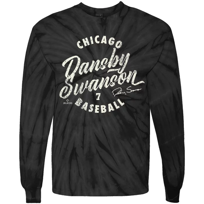 Dansby Swanson Chicago Baseball Vintage Cursive Tie-Dye Long Sleeve Shirt