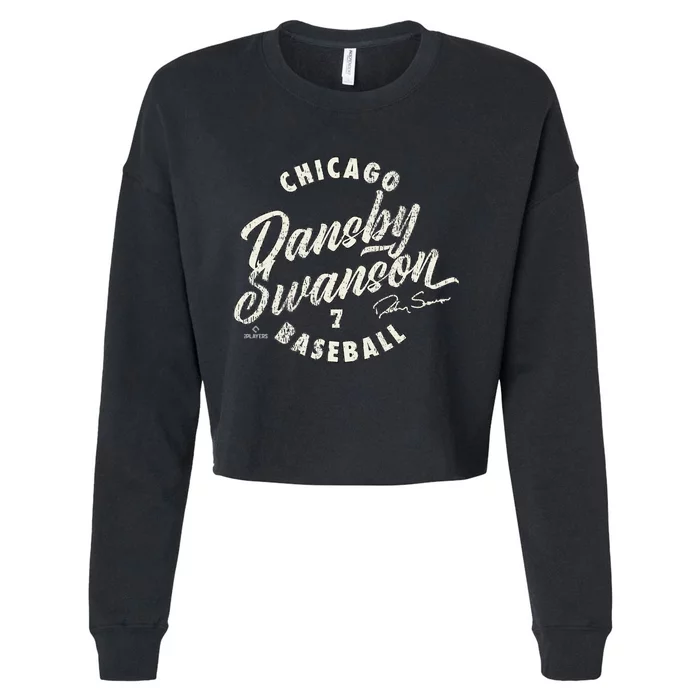 Dansby Swanson Chicago Baseball Vintage Cursive Cropped Pullover Crew