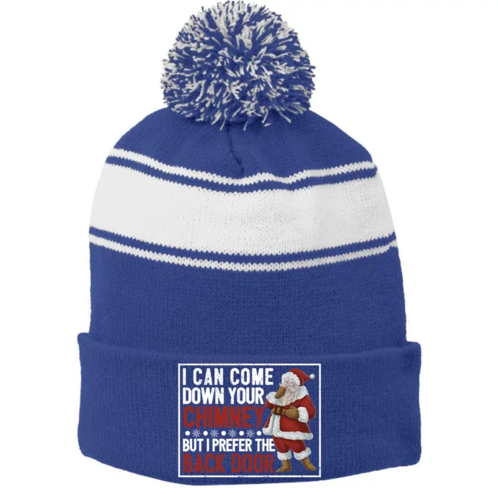 Dirty Santa Claus Jokes Xmas Pj I Can Come Down Your Chimney Meaningful Gift Stripe Pom Pom Beanie