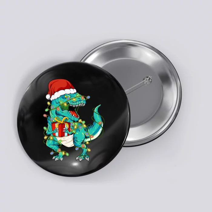 Dinosaur Santa  Christmas Tree Lights Button