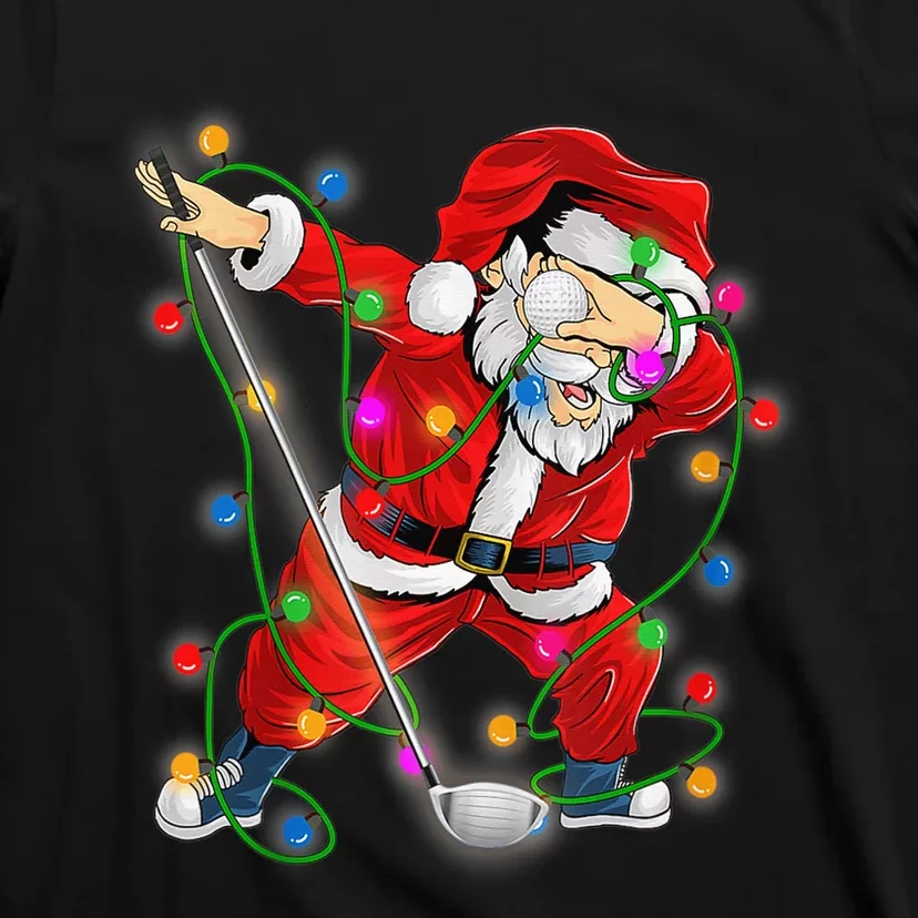 Dabbing Santa Claus Xmas Funny Golf Golfer Santa T-Shirt