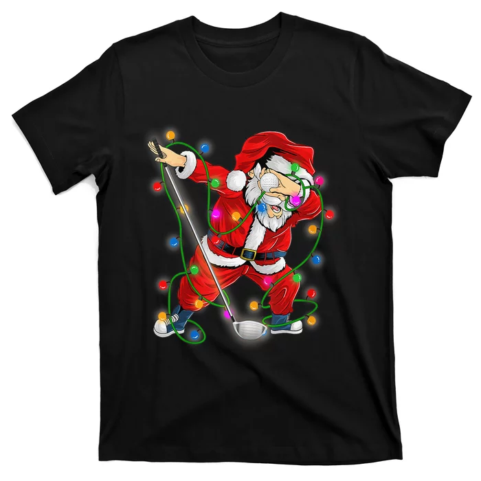 Dabbing Santa Claus Xmas Funny Golf Golfer Santa T-Shirt