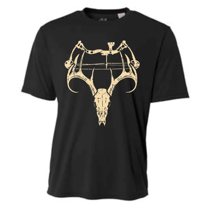 Deer Skull Compound Bow Retro Hunting Archery Dad Archer Cooling Performance Crew T-Shirt