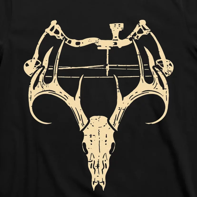 Deer Skull Compound Bow Retro Hunting Archery Dad Archer T-Shirt