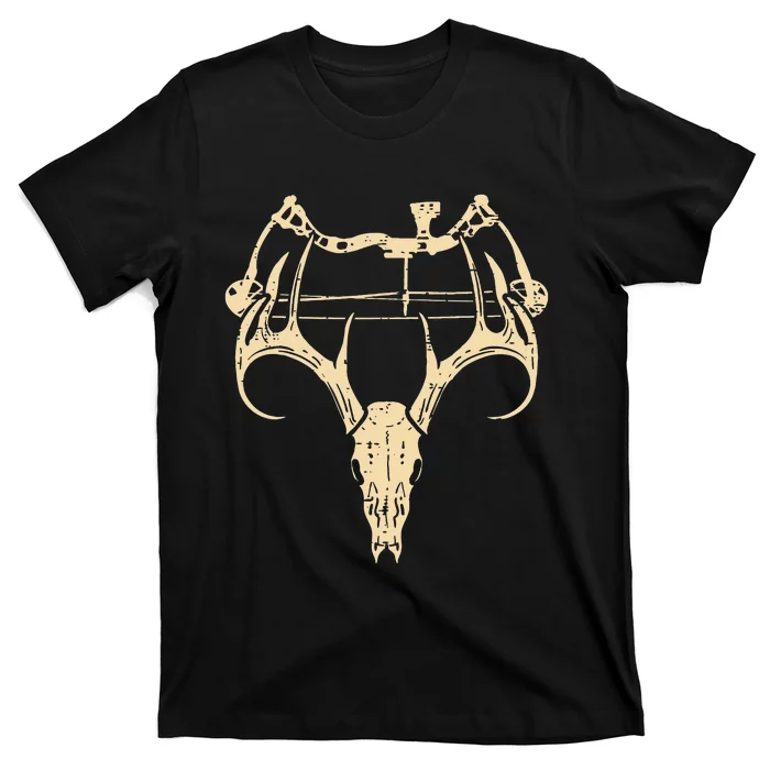 Deer Skull Compound Bow Retro Hunting Archery Dad Archer T-Shirt