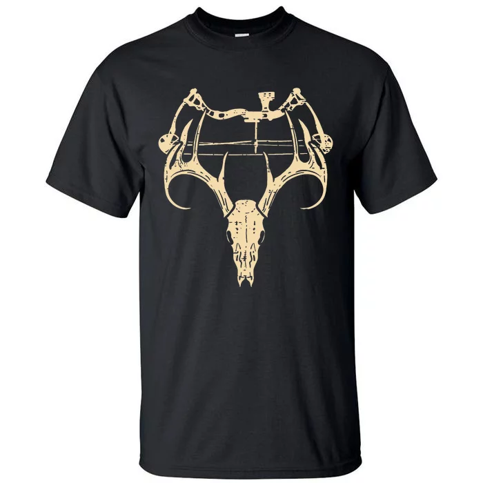 Deer Skull Compound Bow Retro Hunting Archery Dad Archer Tall T-Shirt