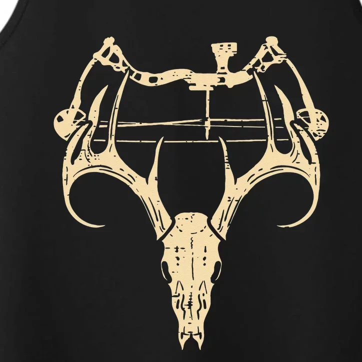 Deer Skull Compound Bow Retro Hunting Archery Dad Archer Performance Tank