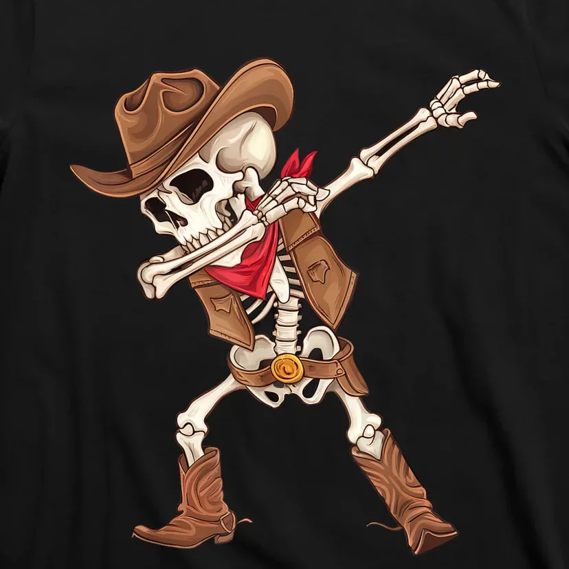 Dabbing Skeleton Cowboy Halloween Costume T-Shirt