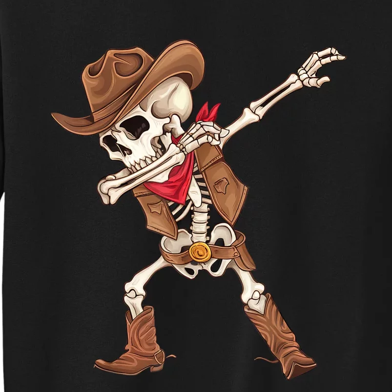 Dabbing Skeleton Cowboy Halloween Costume Tall Sweatshirt