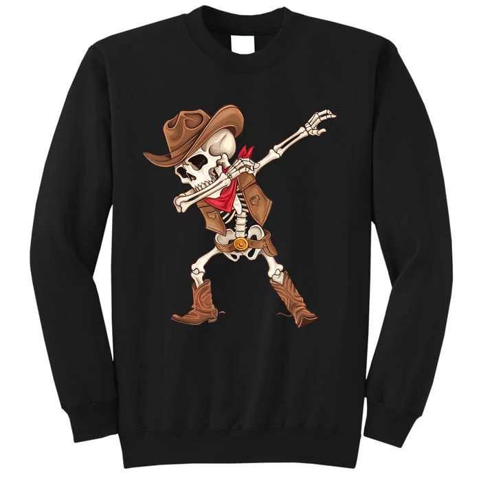 Dabbing Skeleton Cowboy Halloween Costume Tall Sweatshirt