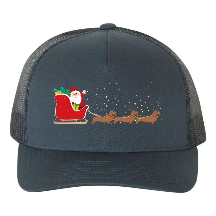 Dachshund Santa Christmas Sleigh Funny Dachshund Xmas Gift Yupoong Adult 5-Panel Trucker Hat