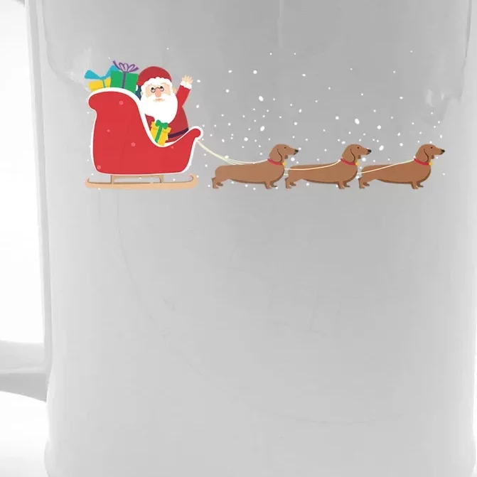 Dachshund Santa Christmas Sleigh Funny Dachshund Xmas Gift Front & Back Beer Stein