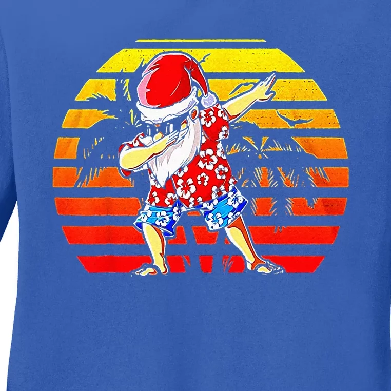 Dabbing Santa Christmas In July Hawaiian Xmas Dab Ladies Long Sleeve Shirt