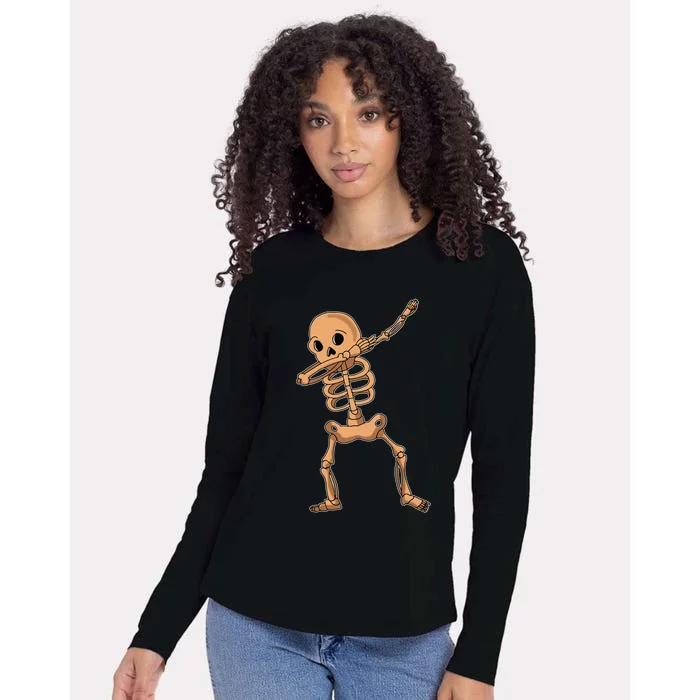 Dabbing Skeleton! Cool / Scary Halloween Skele Dab Dance Gift Womens Cotton Relaxed Long Sleeve T-Shirt