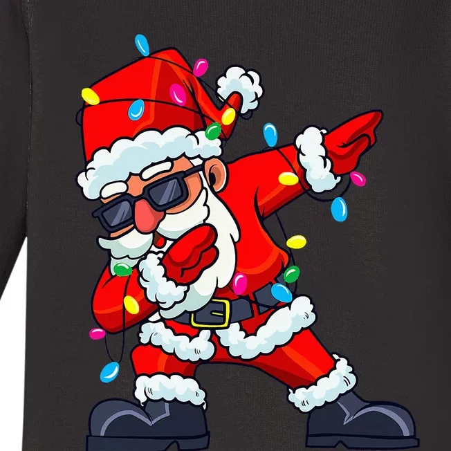 Dabbing Santa Claus Christmas Tree Lights Holiday Gift Baby Long Sleeve Bodysuit