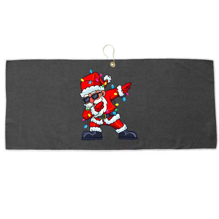 Dabbing Santa Claus Christmas Tree Lights Holiday Gift Large Microfiber Waffle Golf Towel