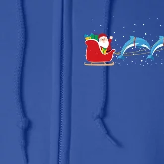 Dophin Santa Christmas Sleigh Funny Dophin Xmas Gift Full Zip Hoodie