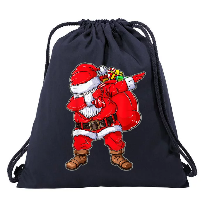 Dabbing Santa Christmas With Santa Hat For Boys Girls Xmas Gift Drawstring Bag