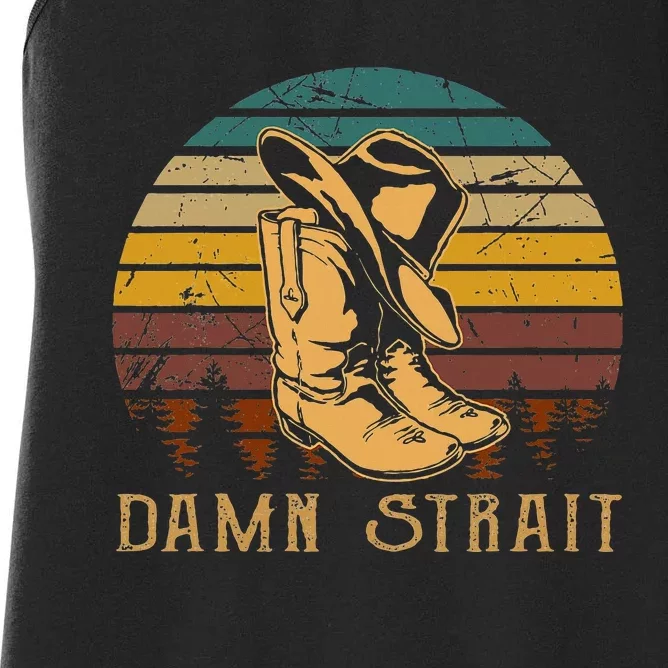 Damn S.T.R.A.I.T Cowboys Boots Hat Sand Cowgirl Western Women's Racerback Tank