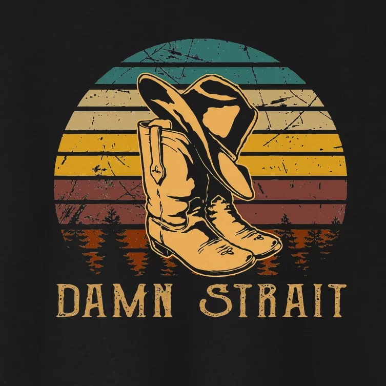 Damn S.T.R.A.I.T Cowboys Boots Hat Sand Cowgirl Western Women's Crop Top Tee