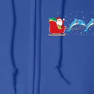 Dophin Santa Christmas Sleigh Funny Dophin Xmas Cute Gift Full Zip Hoodie