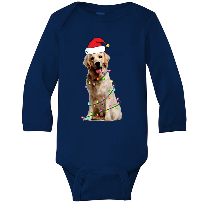 Dog Santa Christmas Lights Baby Long Sleeve Bodysuit