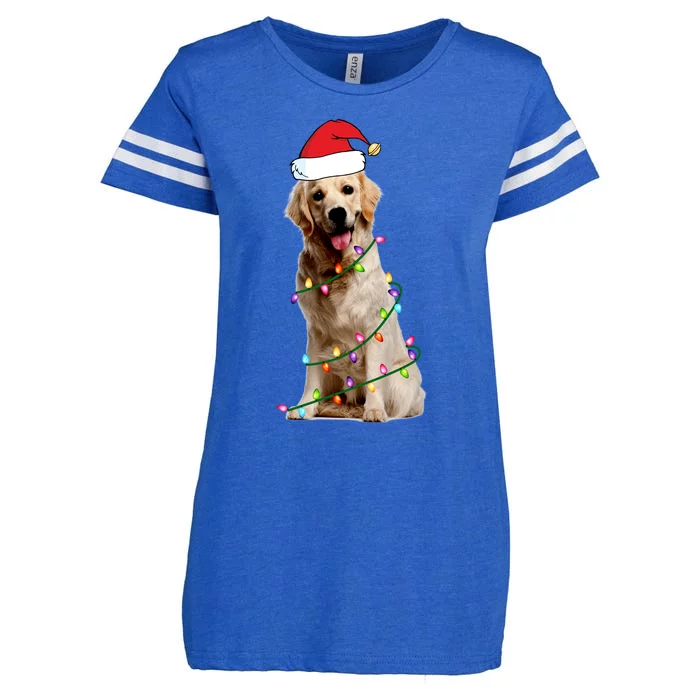 Dog Santa Christmas Lights Enza Ladies Jersey Football T-Shirt