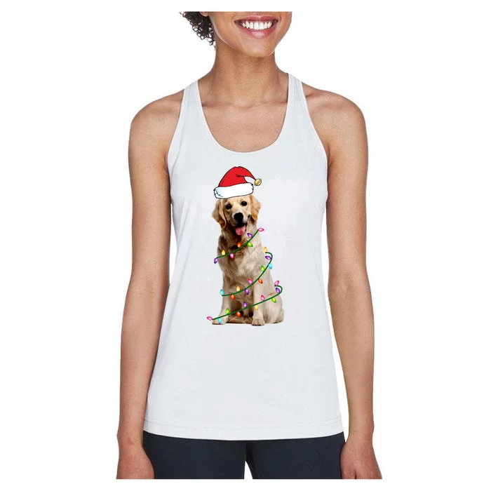 Dog Santa Christmas Lights Women's Racerback Tank