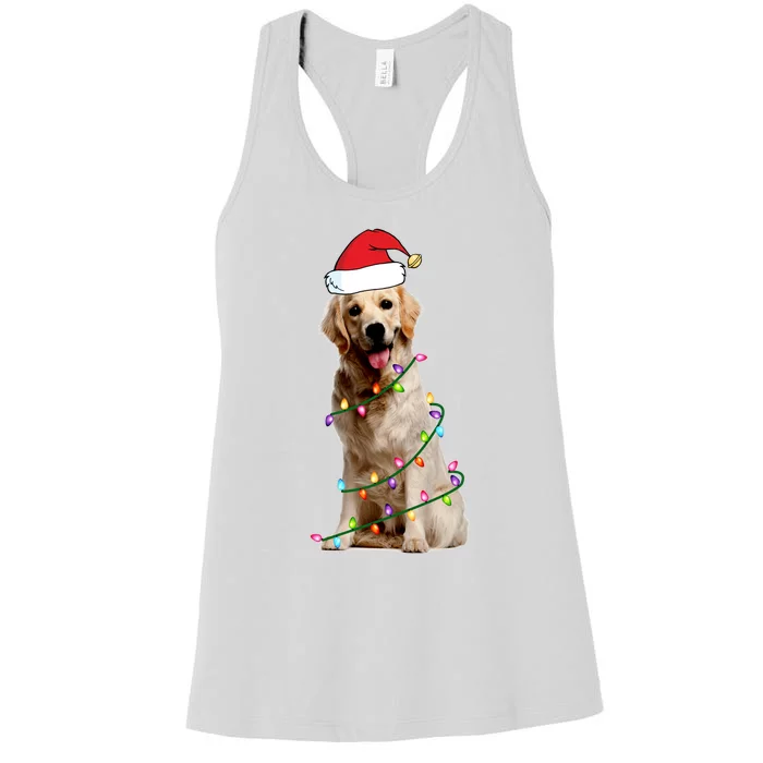 Dog Santa Christmas Lights Women's Racerback Tank