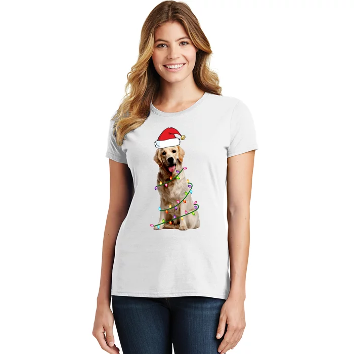 Dog Santa Christmas Lights Women's T-Shirt