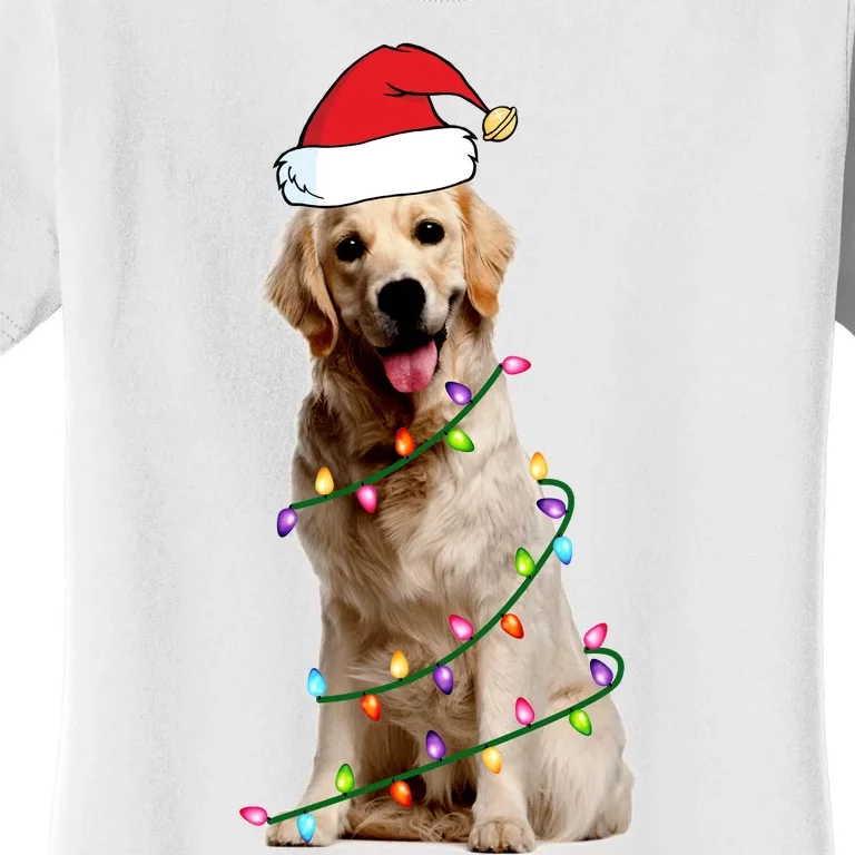 Dog Santa Christmas Lights Women's T-Shirt