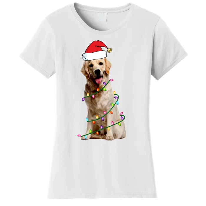 Dog Santa Christmas Lights Women's T-Shirt