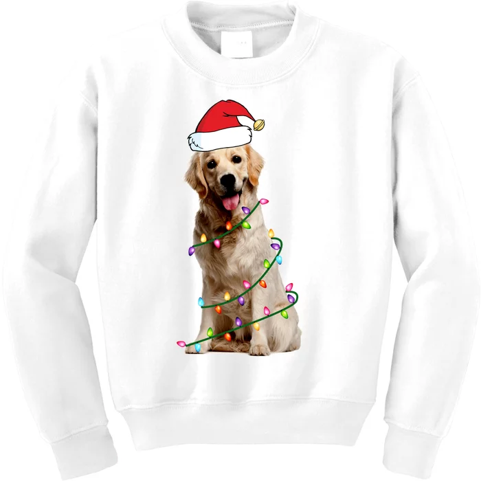 Dog Santa Christmas Lights Kids Sweatshirt