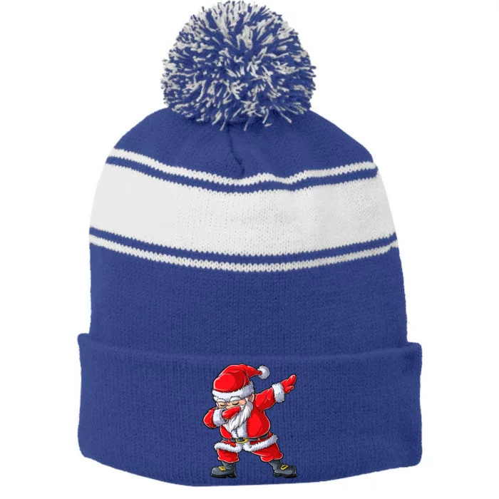 Dabbing Santa Claus Christmas Boys Funny Xmas Dab Dance Great Gift Stripe Pom Pom Beanie