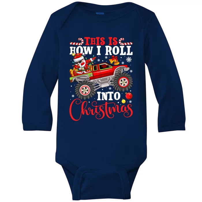 Dabbing Santa Claus Monster Truck Christmas Xmas Gift Cute Gift Baby Long Sleeve Bodysuit