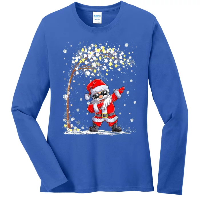 Dabbing Santa Claus Christmas Tree Boys Funny Xmas Dab Gift Ladies Long Sleeve Shirt