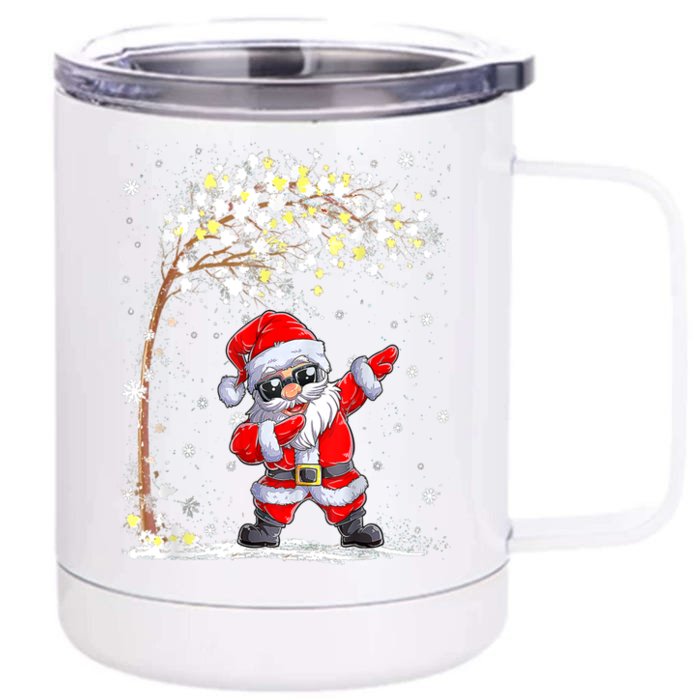 Dabbing Santa Claus Christmas Tree Boys Funny Xmas Dab Gift Front & Back 12oz Stainless Steel Tumbler Cup