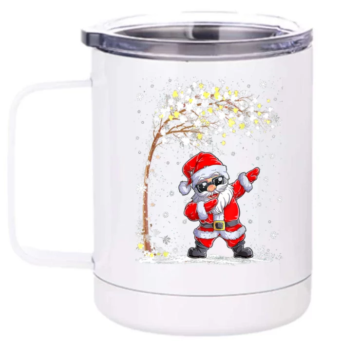 Dabbing Santa Claus Christmas Tree Boys Funny Xmas Dab Gift Front & Back 12oz Stainless Steel Tumbler Cup